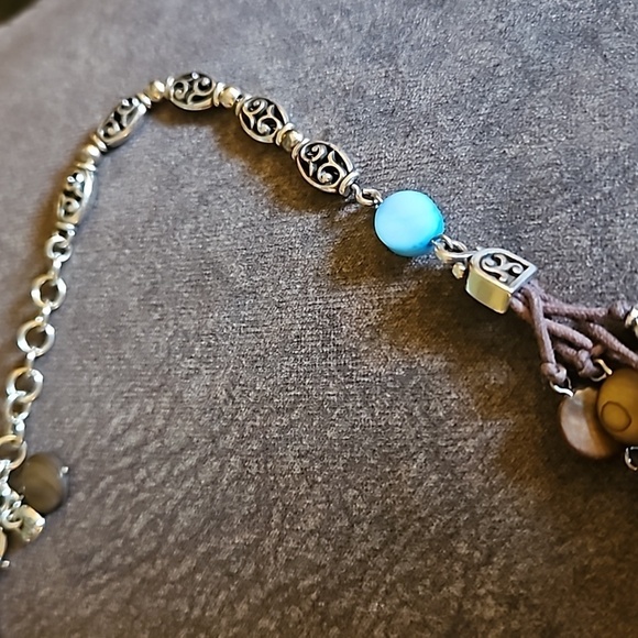 BRIGHTON Western Crown Shell Wood Knot Beaded Multi-strand Necklace - Picture 8 of 9